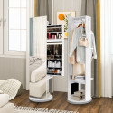 Armoire à Bijoux 3 en 1, pivotante à 360° avec miroir, porte-manteau et lumières LED 3 couleurs