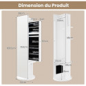 Armoire à Bijoux 3 en 1, pivotante à 360° avec miroir, porte-manteau et lumières LED 3 couleurs