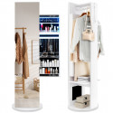 Armoire à Bijoux 3 en 1, pivotante à 360° avec miroir, porte-manteau et lumières LED 3 couleurs