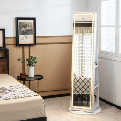 Armoire à Bijoux avec miroir sur pieds pivotant 360° pleine longueur avec LED