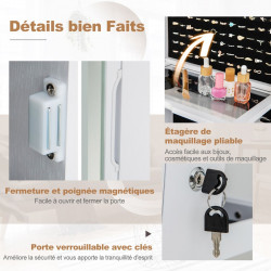 Armoire à Bijoux avec miroir sur pieds pivotant 360° pleine longueur avec LED