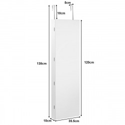 Armoire à Bijoux avec miroir et lumière LED, multiples rangements, crochets pour porte