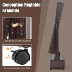 Armoire à Bijoux sur pied, 4 roues verrouillables, miroir pleine longueur, éclairage LED, tiroir, serrure et clé