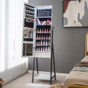 Armoire à Bijoux sur pied, Miroir pleine longueur, Lumières LED 3 Couleurs, interrupteur tactile, Porte verrouillable