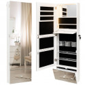 Armoire à Bijoux murale, Miroir pleine longueur, LED 3 Couleurs, Miroir intérieur, Porte verrouillable