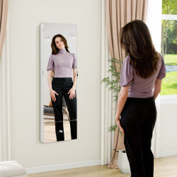 Armoire à Bijoux murale, Miroir pleine longueur, LED 3 Couleurs, Miroir intérieur, Porte verrouillable