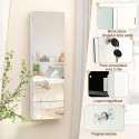 Armoire à Bijoux murale, Miroir pleine longueur, LED 3 Couleurs, Miroir intérieur, Porte verrouillable