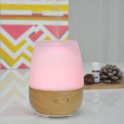 Brumisateur diffuseur ultrasons huiles essentielles à froid silencieux nébulisation senteurs vertus bienfaisantes bois verre