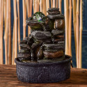 Fontaine d'intérieur Cascade Satya atmosphère zen relaxation détente décoration éclairage LED