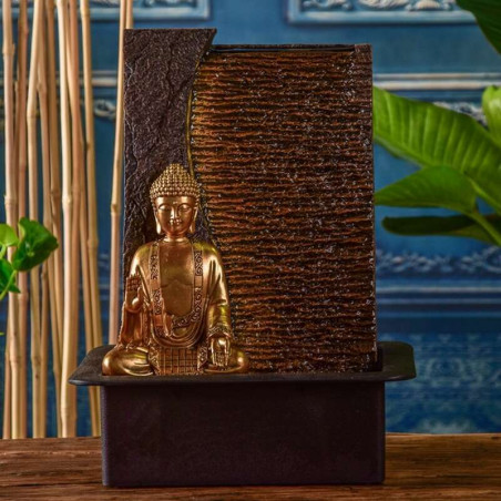 Fontaine d'intérieur Bouddha Jati atmosphère zen relaxation détente Mur d'eau décoration éclairage LED Fontaine d'intérieur Bouddha Jati atmosphère zen relaxation détente Mur d'eau décoration éclairage LED