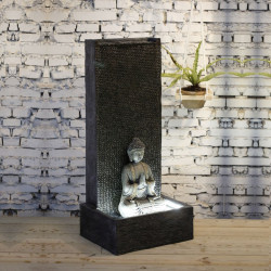 Fontaine grande taille Mur Bouddha atmosphère zen relaxation détente Mur d'eau décoration éclairage LED