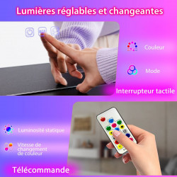 Ensemble coiffeuse avec miroir LED RVB : 7 modes dynamiques et 7 modes statiques, rangement intégré