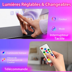 Ensemble coiffeuse avec miroir LED RVB : 7 modes dynamiques et 7 modes statiques, rangement intégré