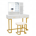 Coiffeuse avec miroir LED : 3 couleurs réglables, rangement spacieux et tabouret rembourré